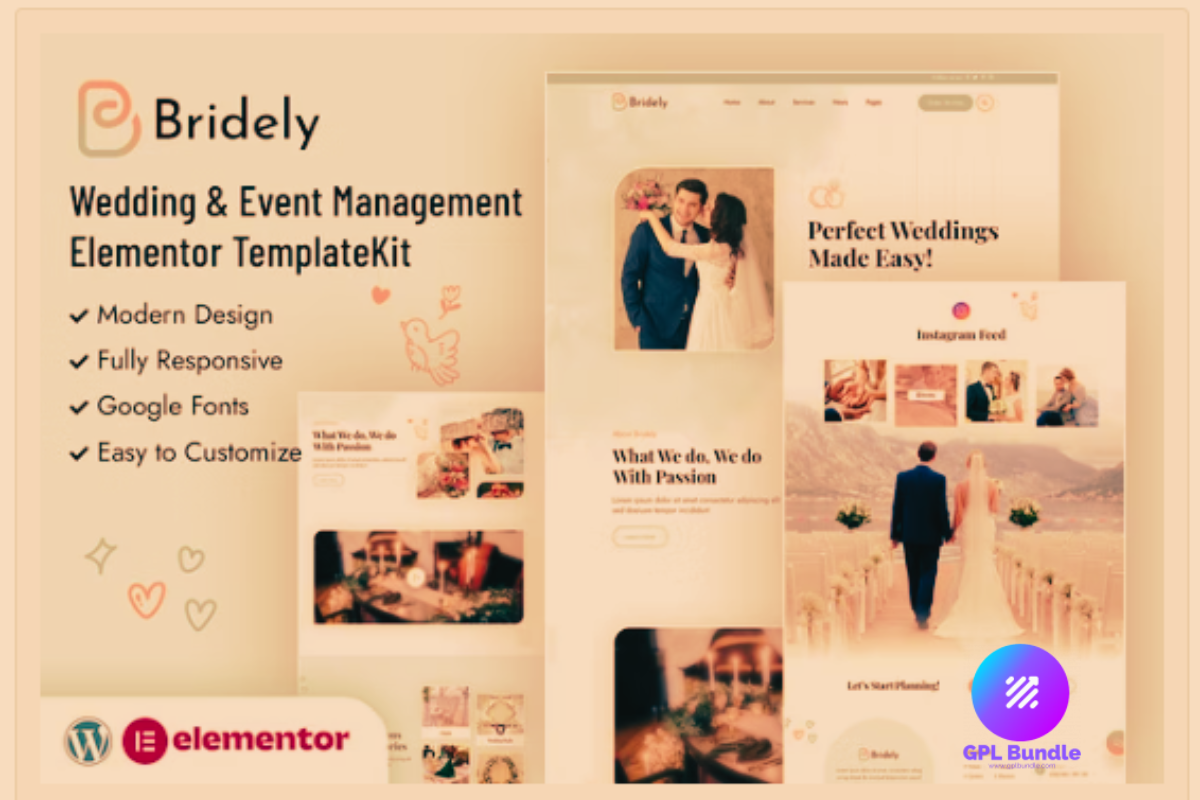 Bridely | Wedding & Event Management Elementor Template Kit
