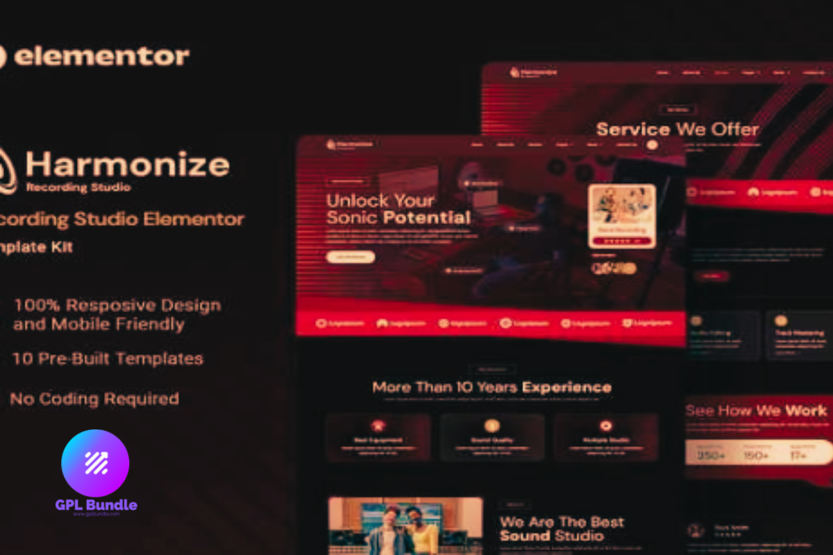 Harmonize – Recording Studio Elementor Template Kit 1.0